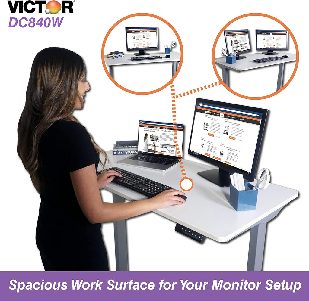 White Electric Sit-Stand Standing Desk V80937