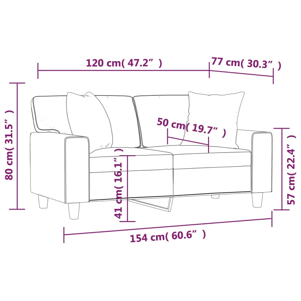 Black 47.2" Faux Leather 2-Seater Sofa R19902