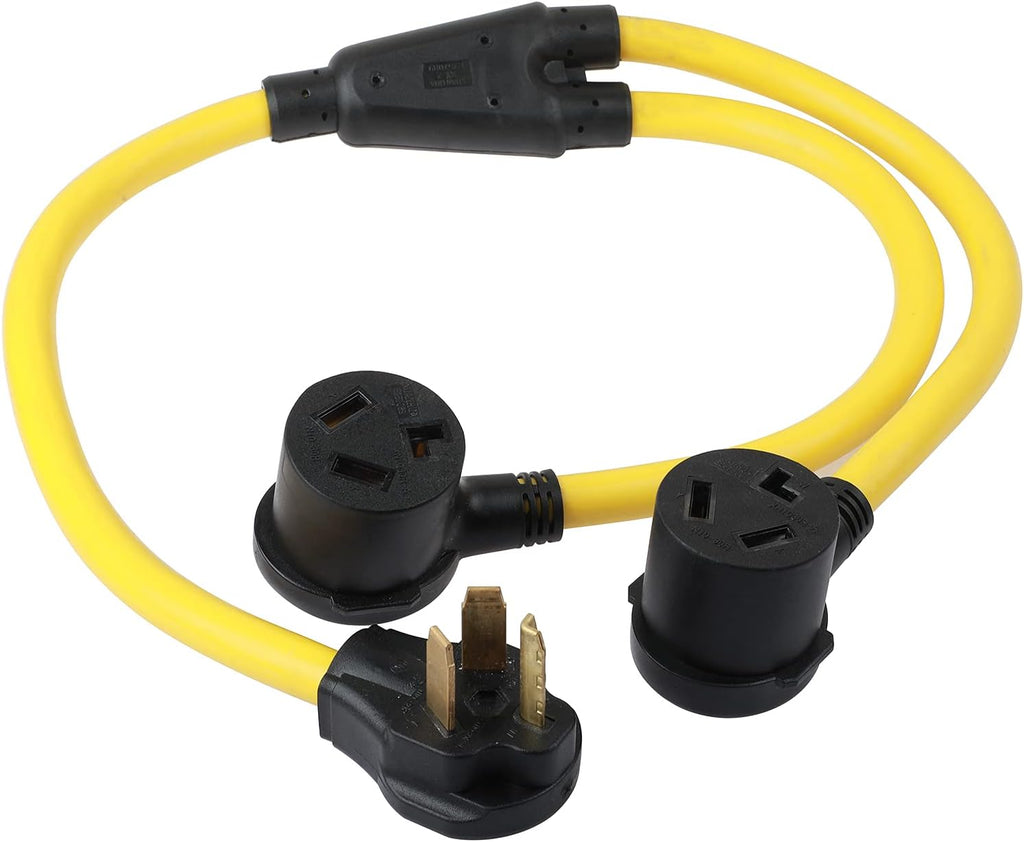 3 Prong Dryer Y Splitter Cord Adapter, 30AMP, 250 Volt, Pack of 2 N6820