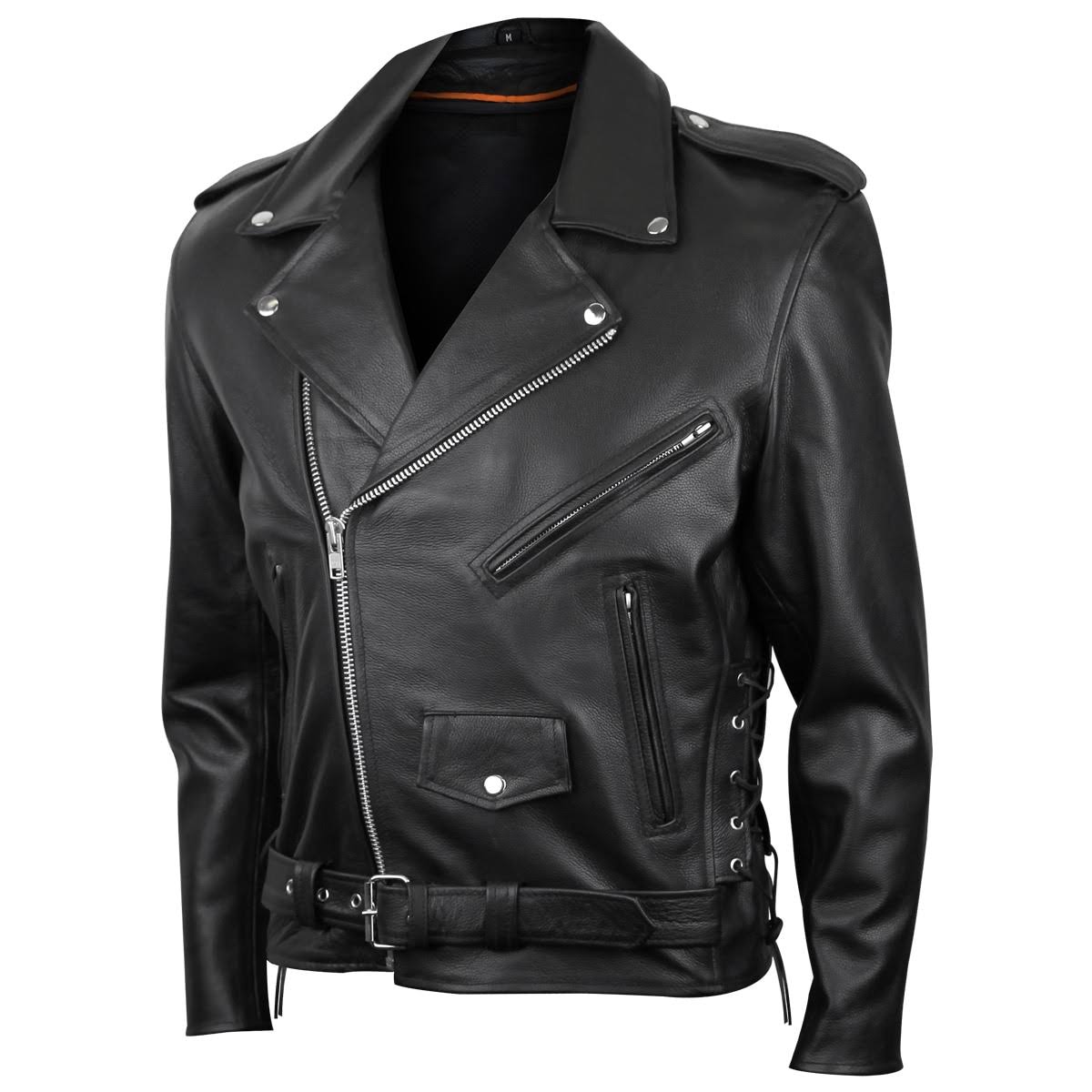 Black Leather Motorcycle Jacket T17258