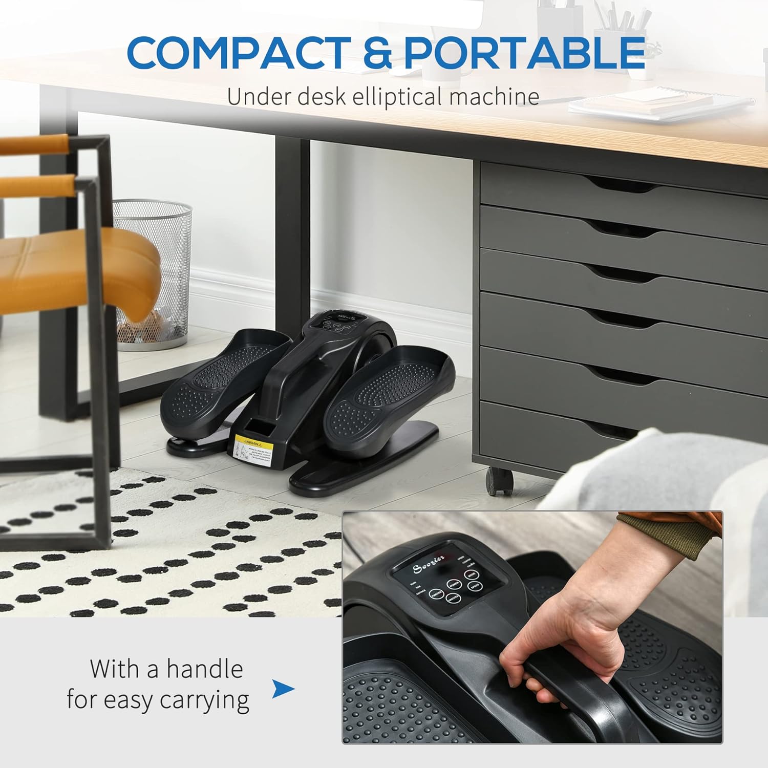 Under Desk Bike Elliptical Machine with Adjustable Speed & LCD Display R16940