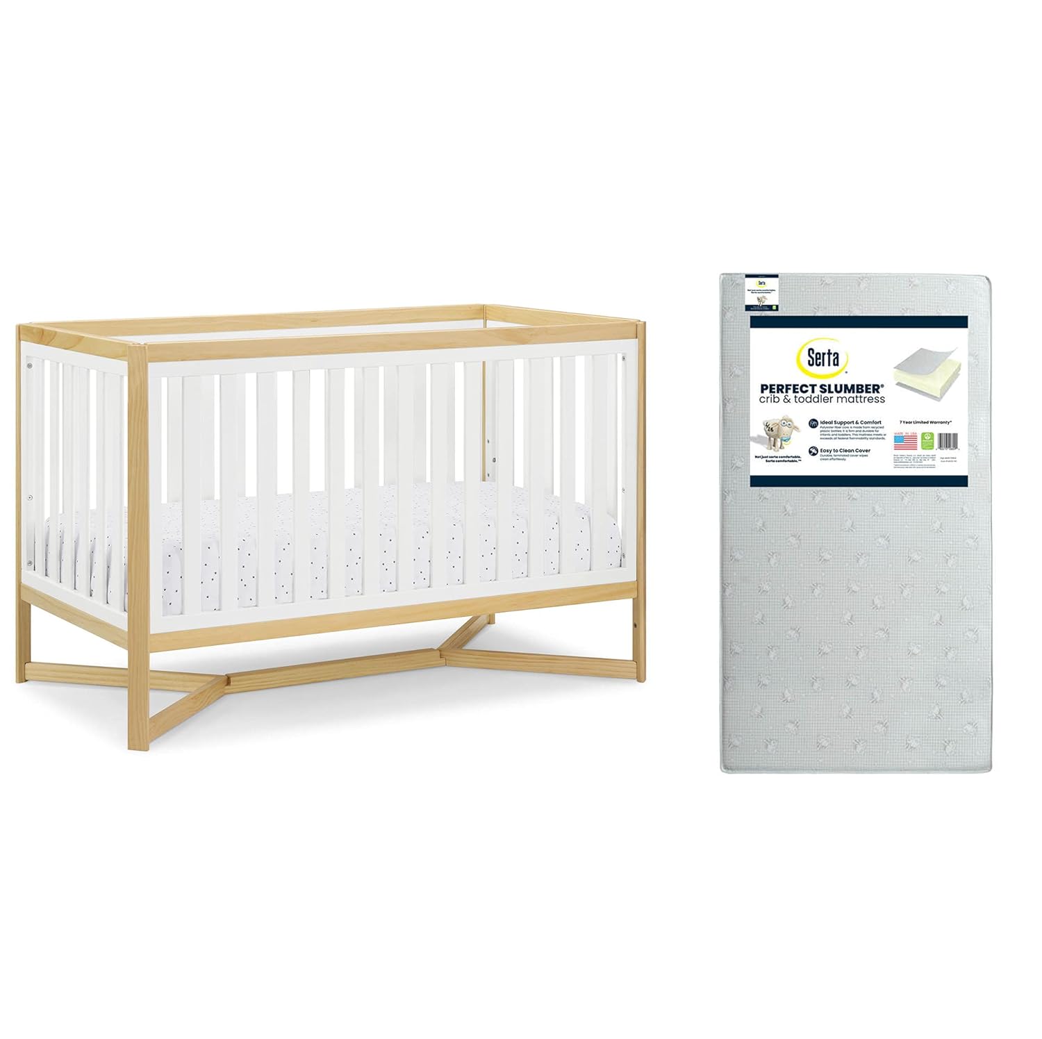 4-in-1 Convertible Crib with Crib & Toddler Mattress, Waterproof, Midnight Grey A1602
