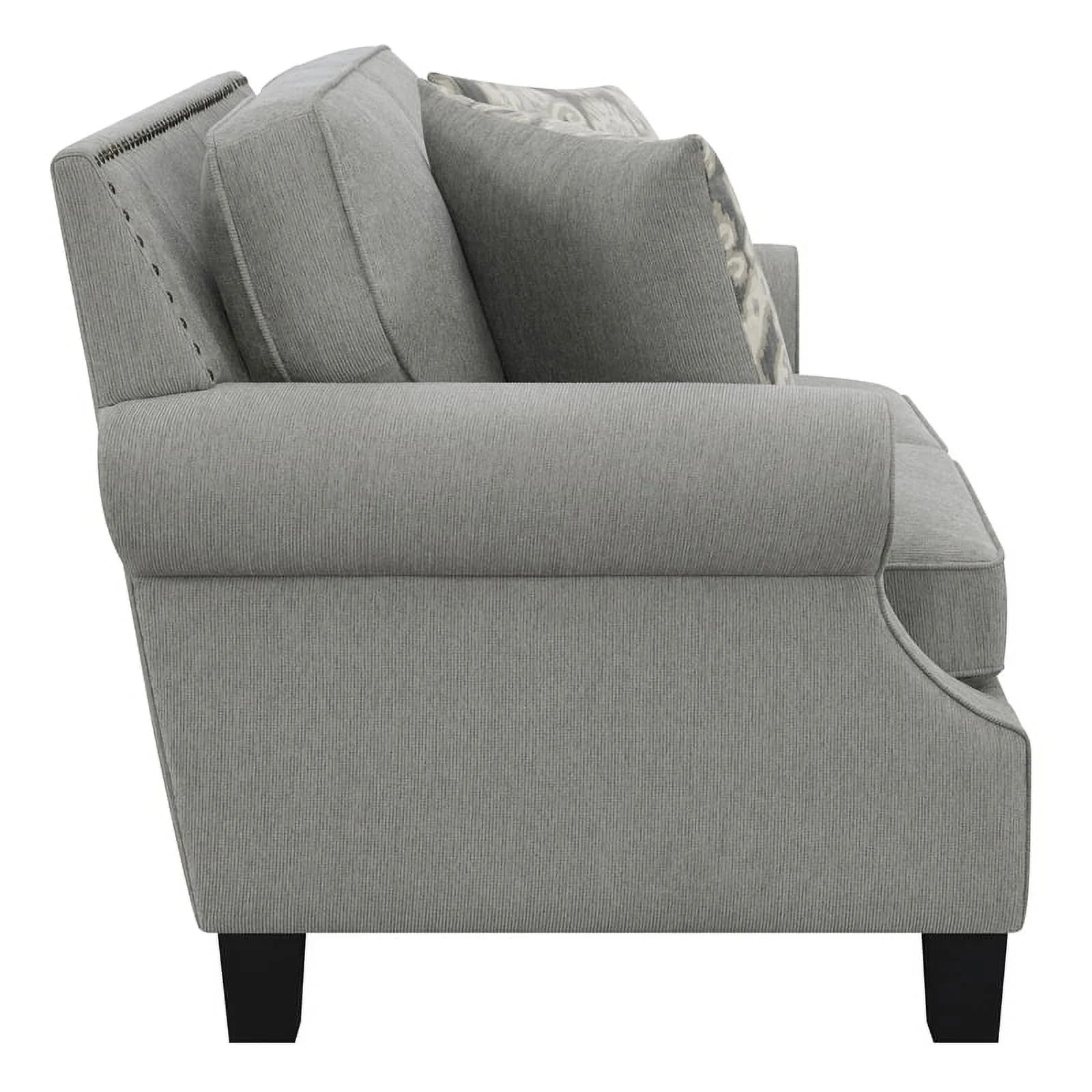 Grey Upholstered Loveseat with Rolled Arms S74721
