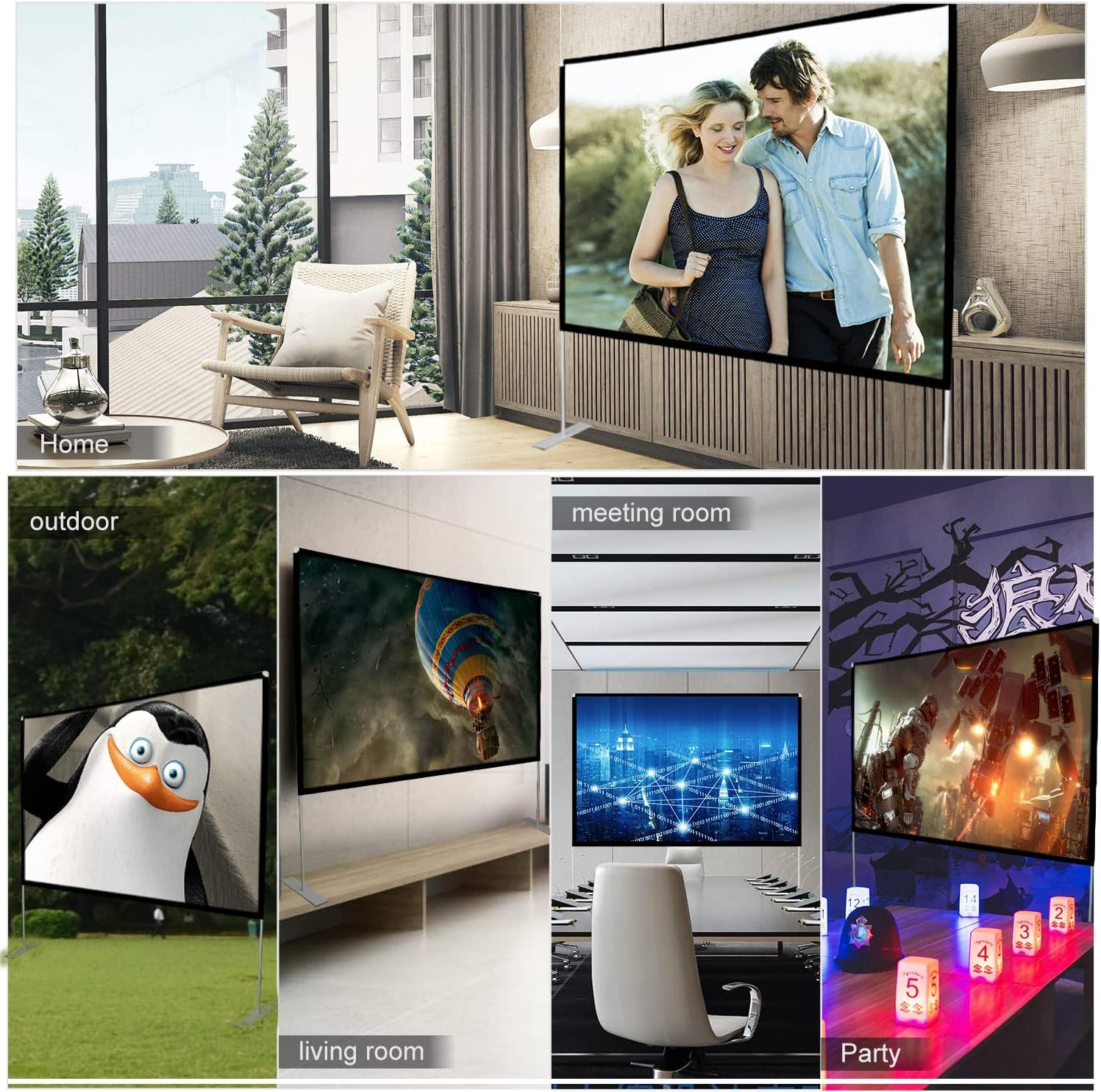 80 inch Portable Projector Screen with Stand and Carry Bag G14045