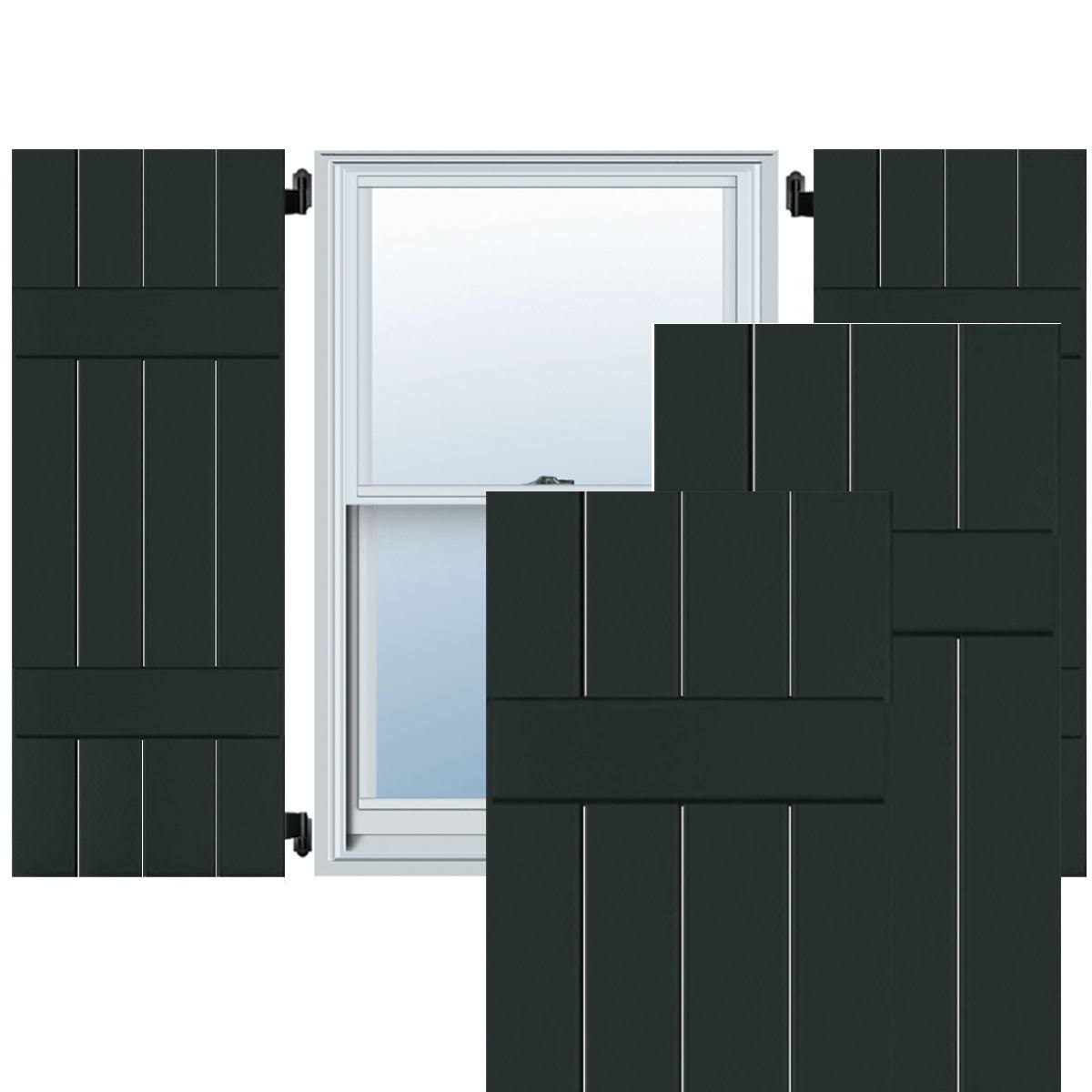15 in. x 46 in. Dark Green Western Red Cedar Board and Batten Shutters Pair M297