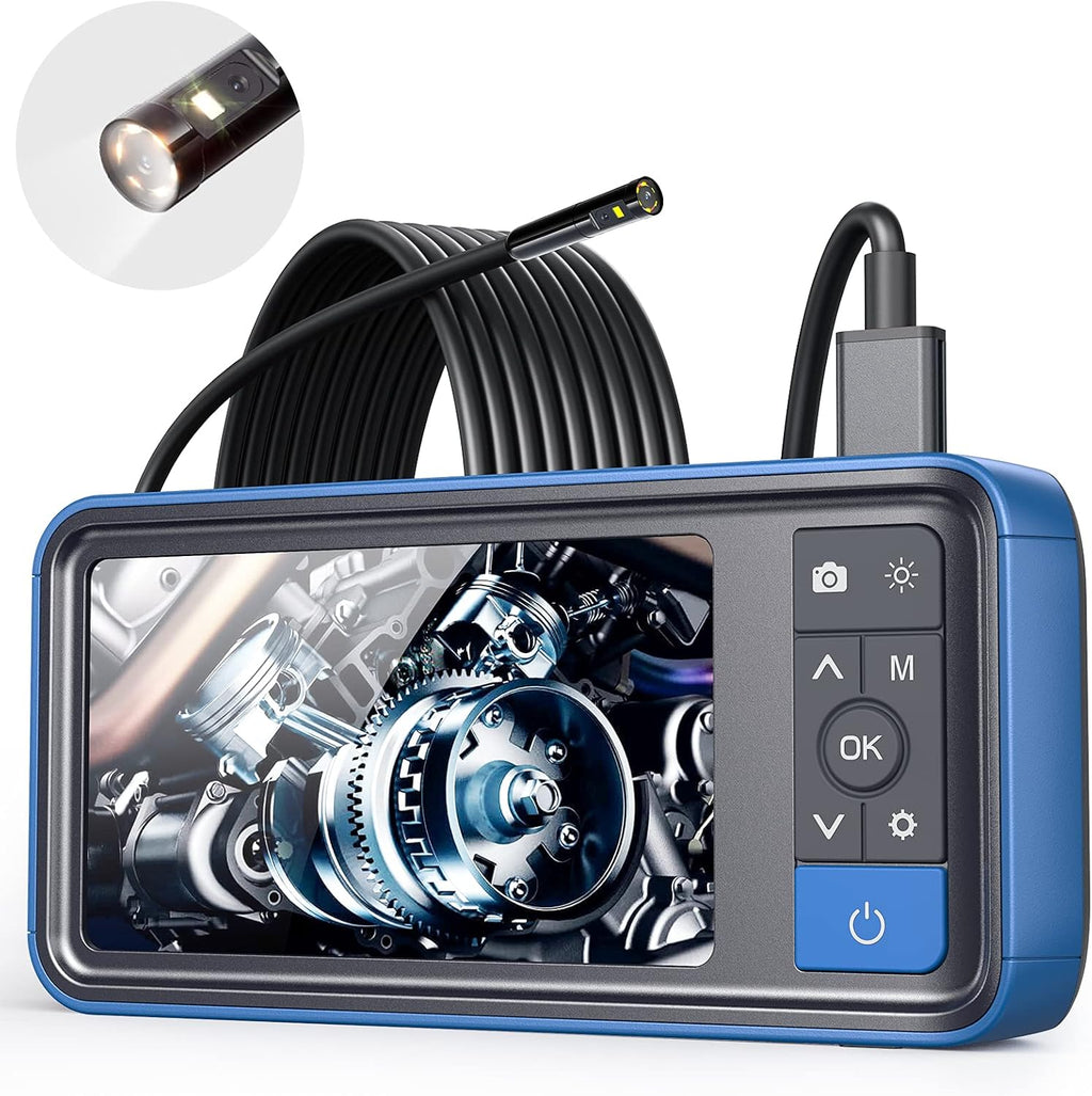 Endoscope 1080P HD Digital Borescope Camera Waterproof 4.5 Inch IPS Screen with 6 LED Lights, Semi-Rigid Cable, 32GB TF Card and Tool Bag (16.5FT) N2855