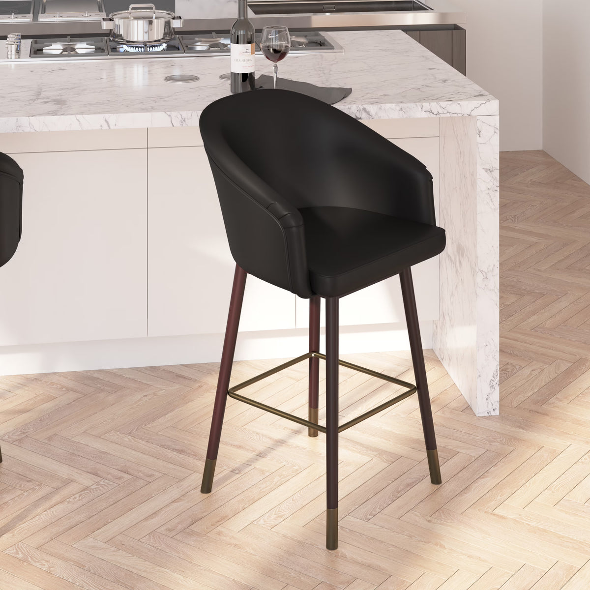 Black Faux Leather Counter Height Stool N17744