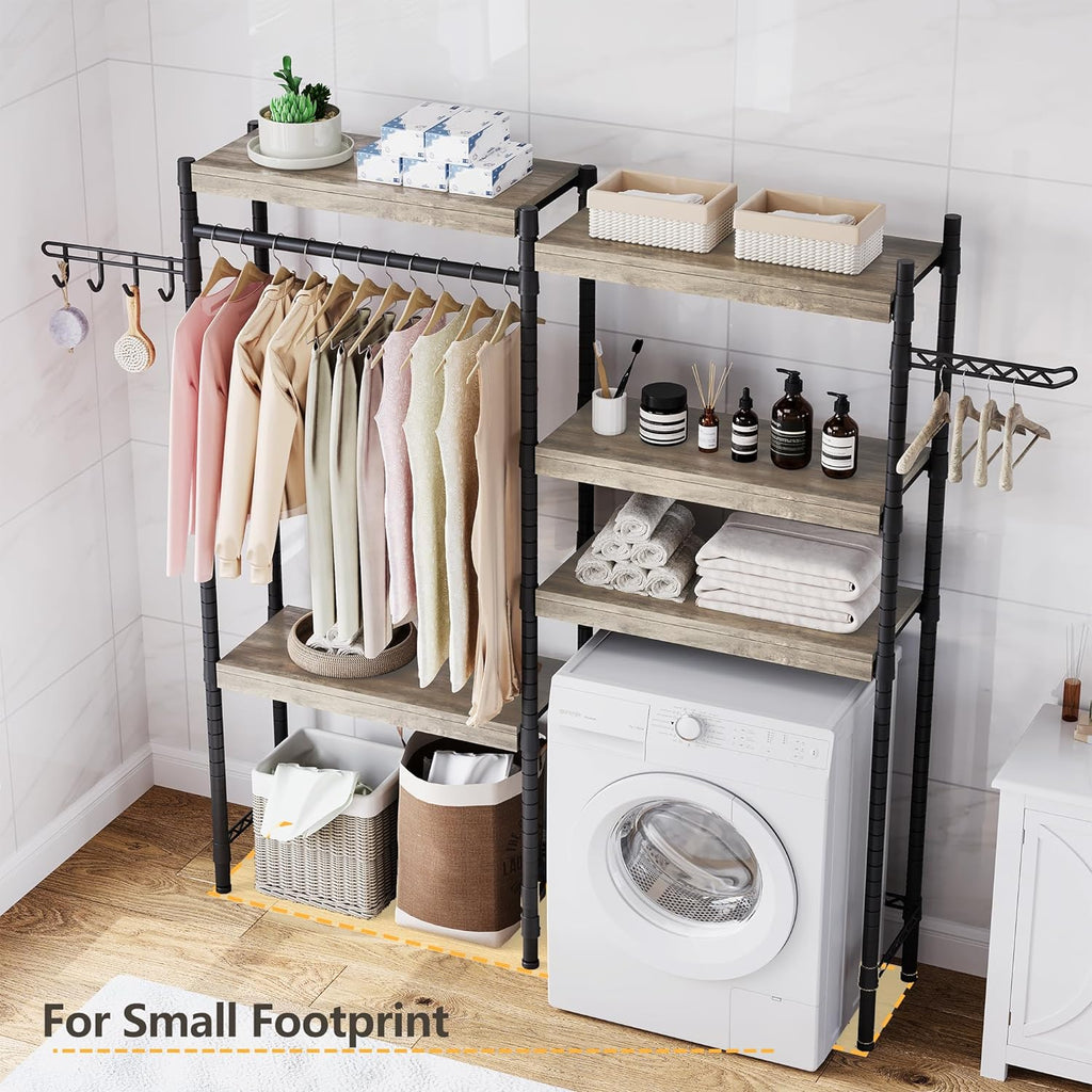 5-Tier Wood Over The Washer and Dryer Laundry Drying Clothes Racks O475