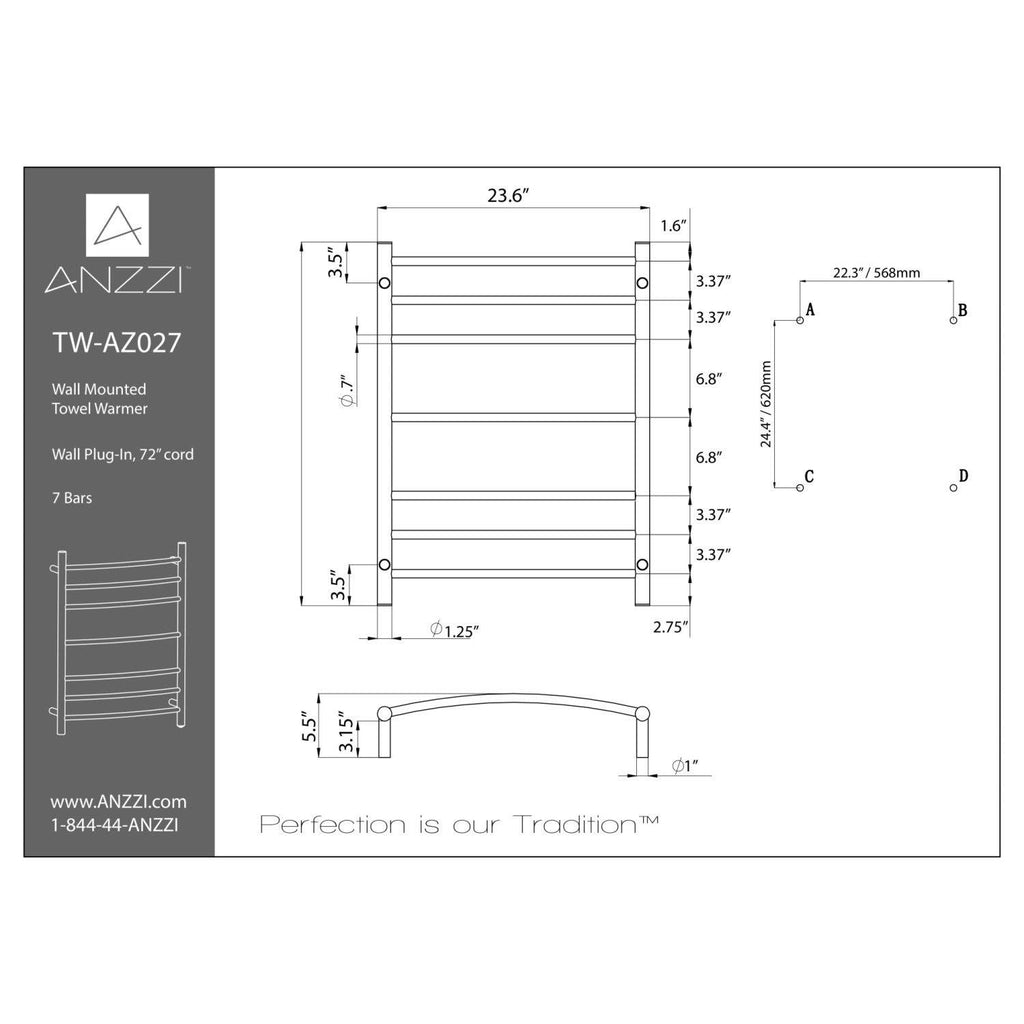 Polished Chrome 7-Bar Electric Towel Warmer Y8326