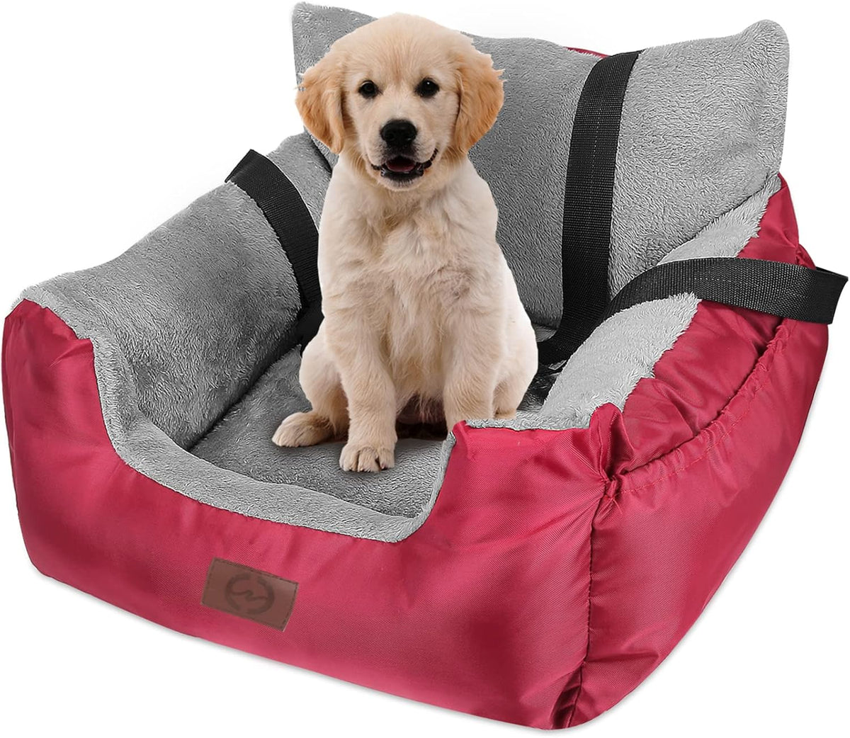 Black Washable Plush Dog Car Seat with Storage Pocket G211382
