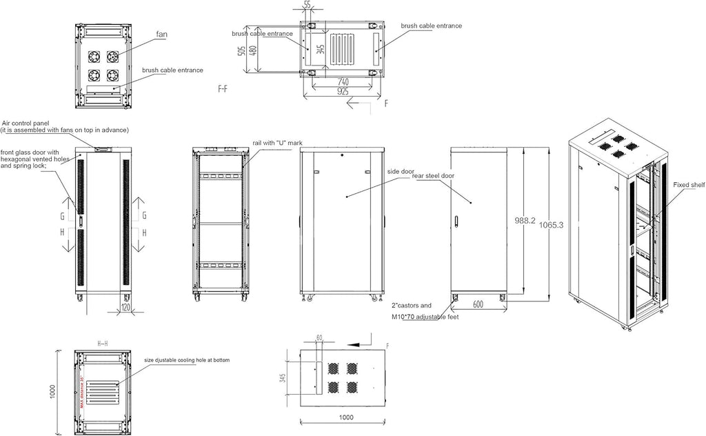 18U Server Rack Network Enclosure 39 inch Deep Data Cabinet on Wheels Q851900