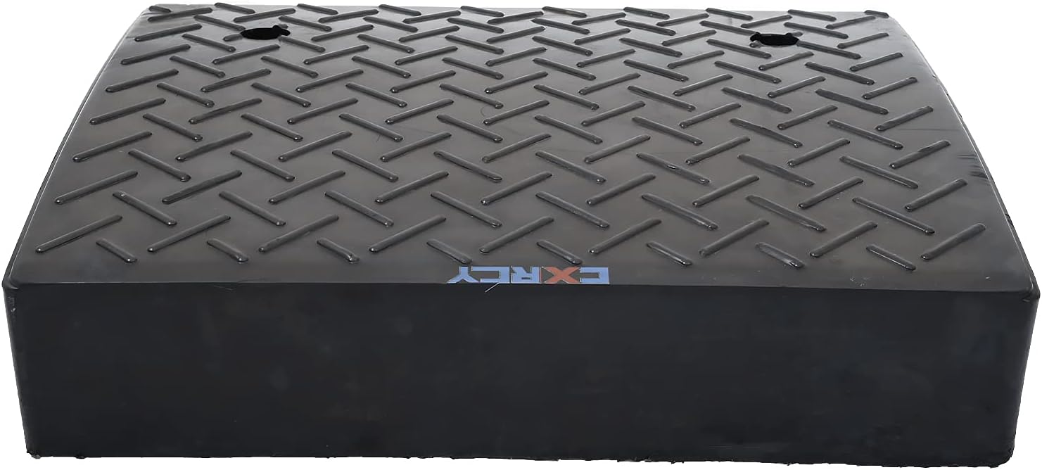 Rubber Curb Ramp 5.3" Rise 2 Pack Black Threshold Ramps with 4 Expansion Bolts N9368