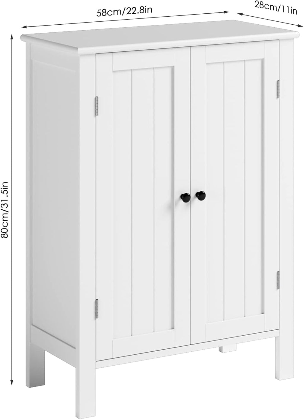 White 2 Door Bathroom Floor Cabinet with Adjustable Shelves S8572