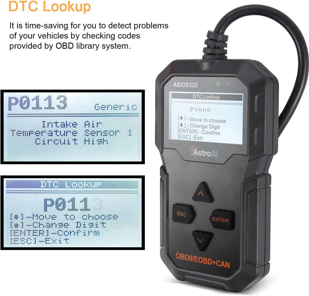Black OBD2 Scanner Car Diagnostic Tool H406