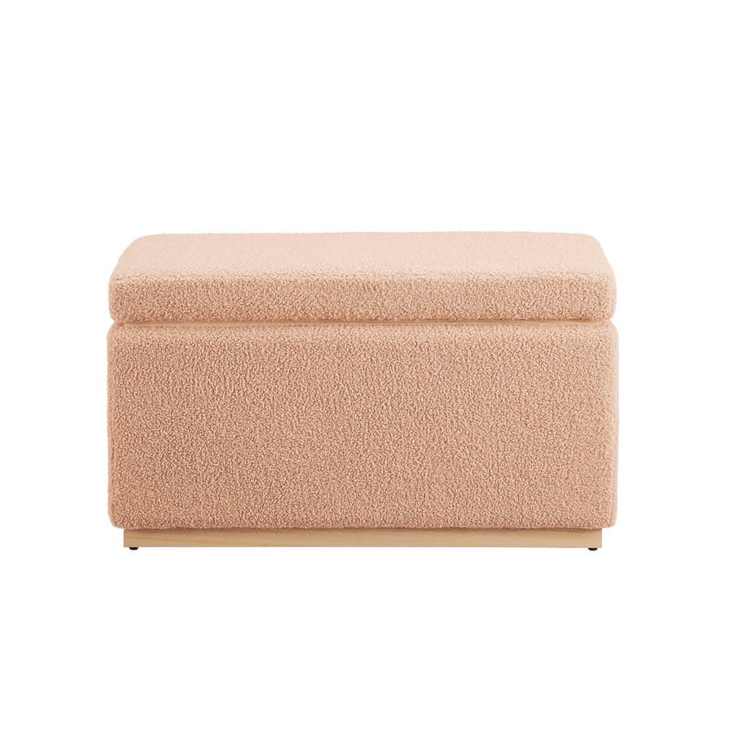 Tan Rectangle Sherpa Storage Ottoman D1526