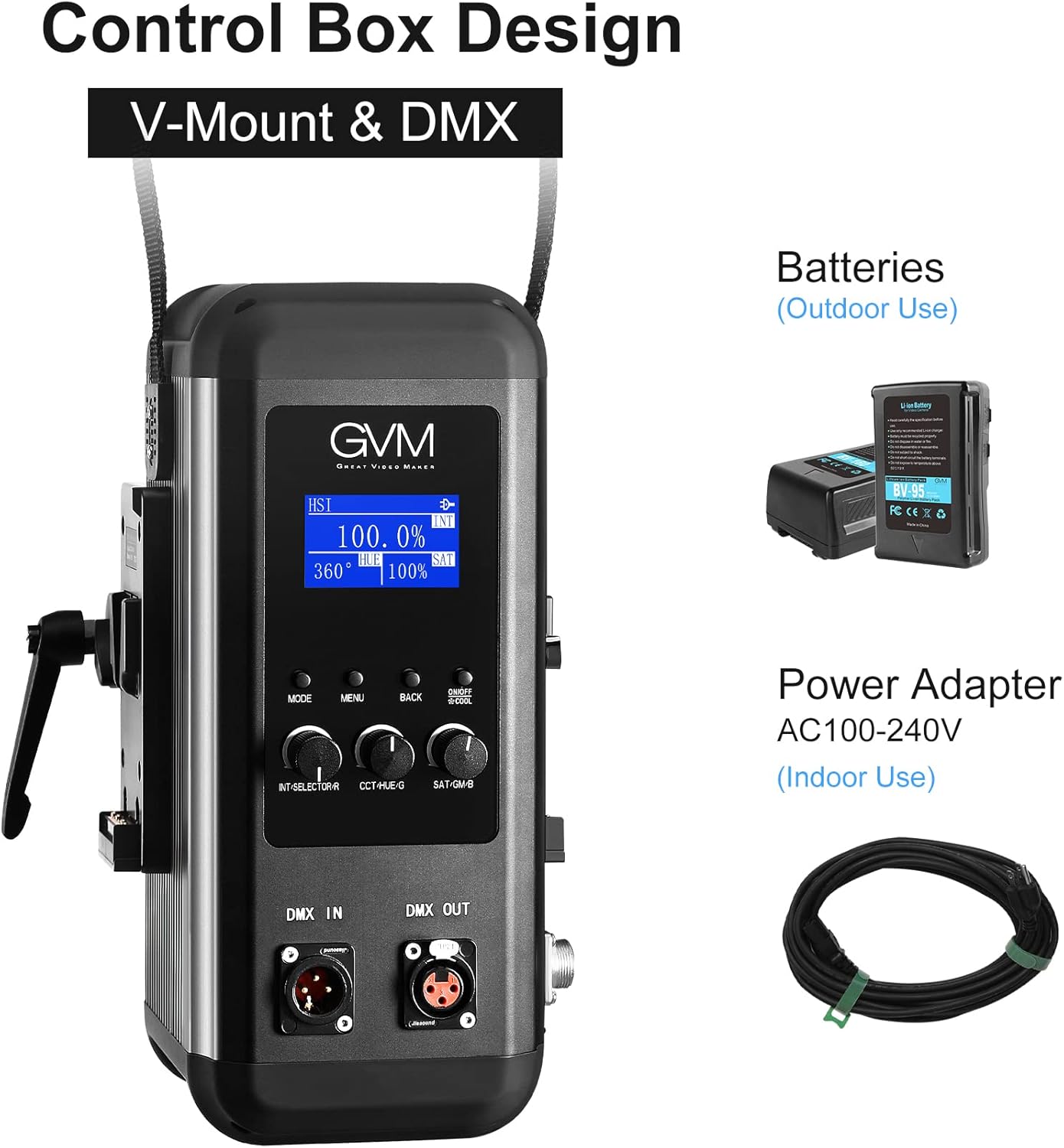 Dual Head Video Light 200W Bi-Color Continuous Lighting with Bowens, V-Mount, DMX, RGB, CRI97, 2700-7500K F1307