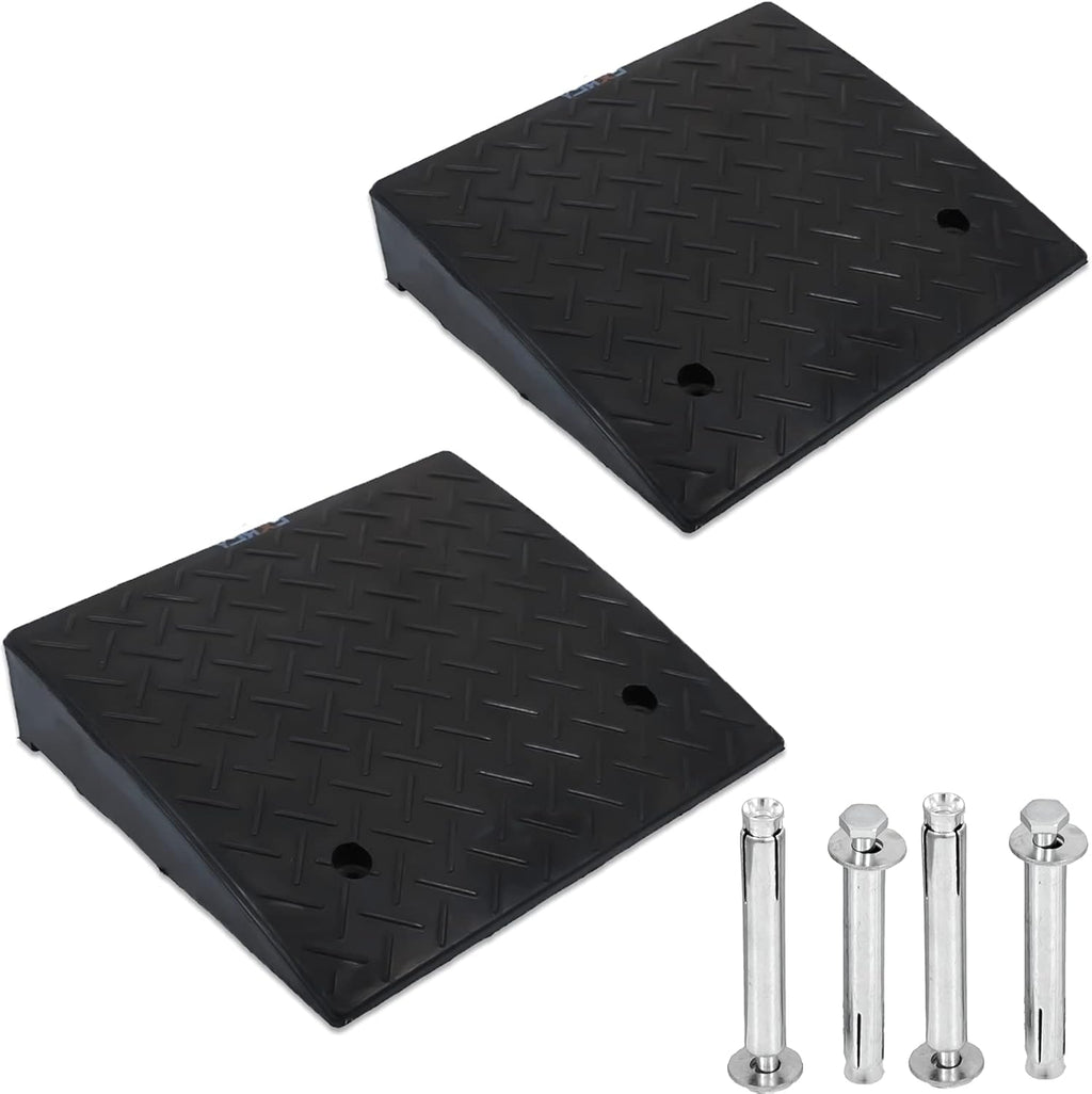 Rubber Curb Ramp 5.3" Rise 2 Pack Black Threshold Ramps with 4 Expansion Bolts N9368