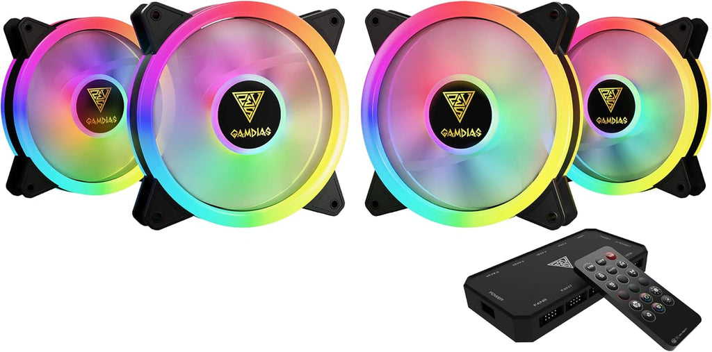 RGB 120mm 4 Pack Computer Case Cooling Fans with Addressable RGB Fan Hub A88629