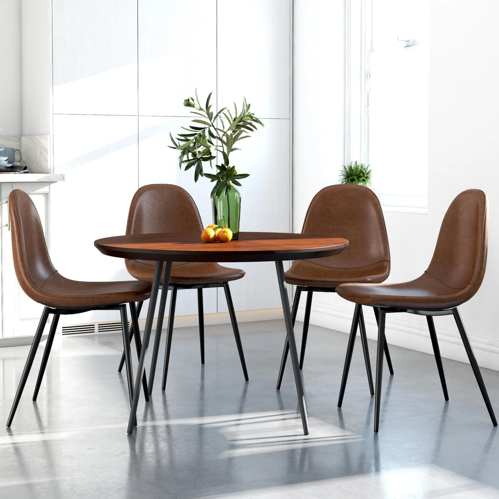 Camel Faux Leather Upholstered Dining Chair, Set of 4 R409810