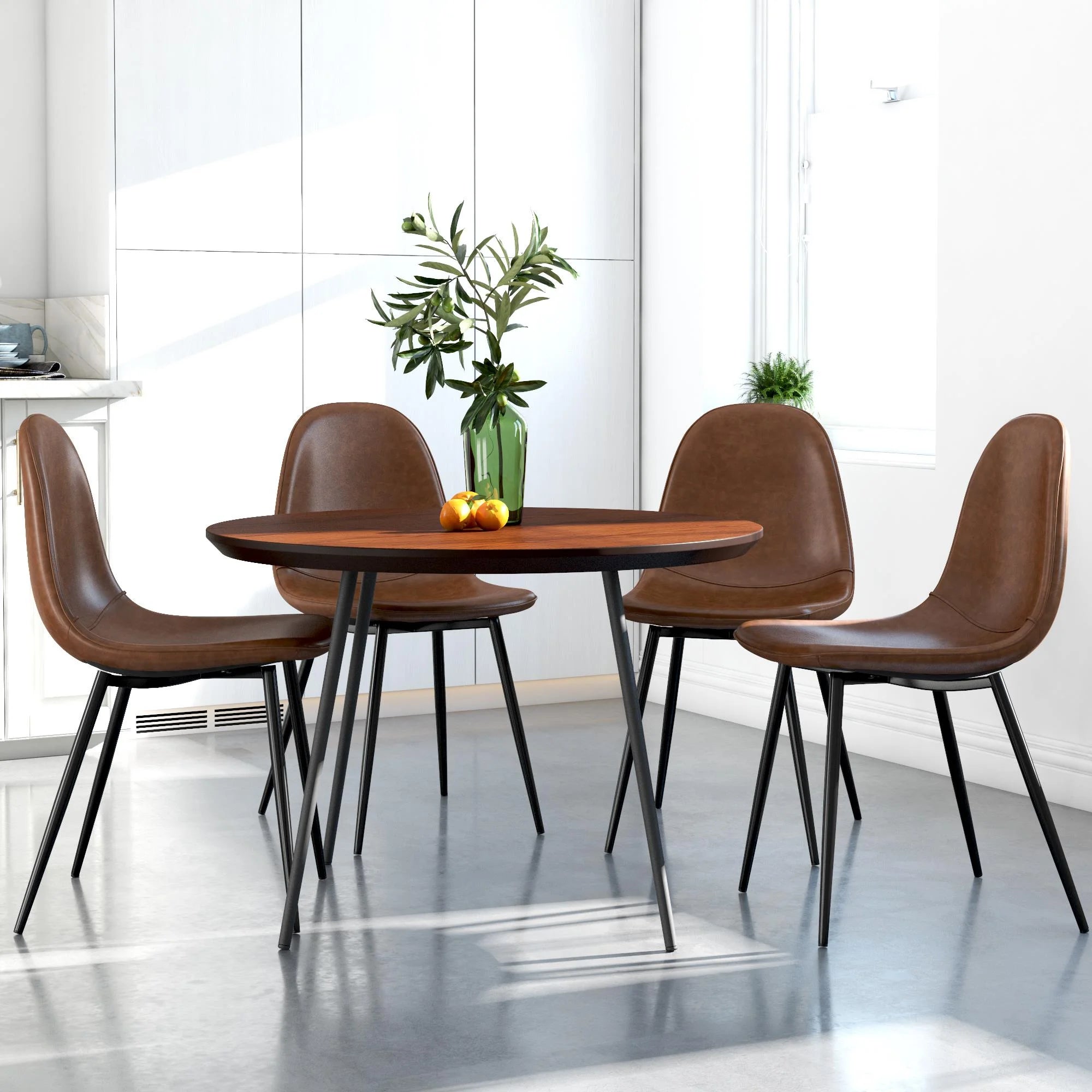 Camel Faux Leather Upholstered Dining Chair, Set of 4 R409810