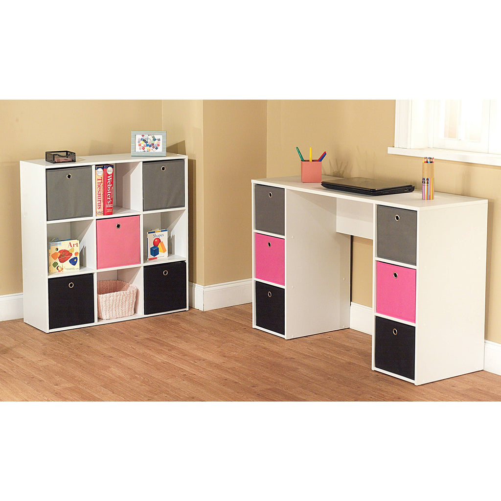 Contemporary Bin Bookcase with Five Storage Bins and Four Cubbies L690610