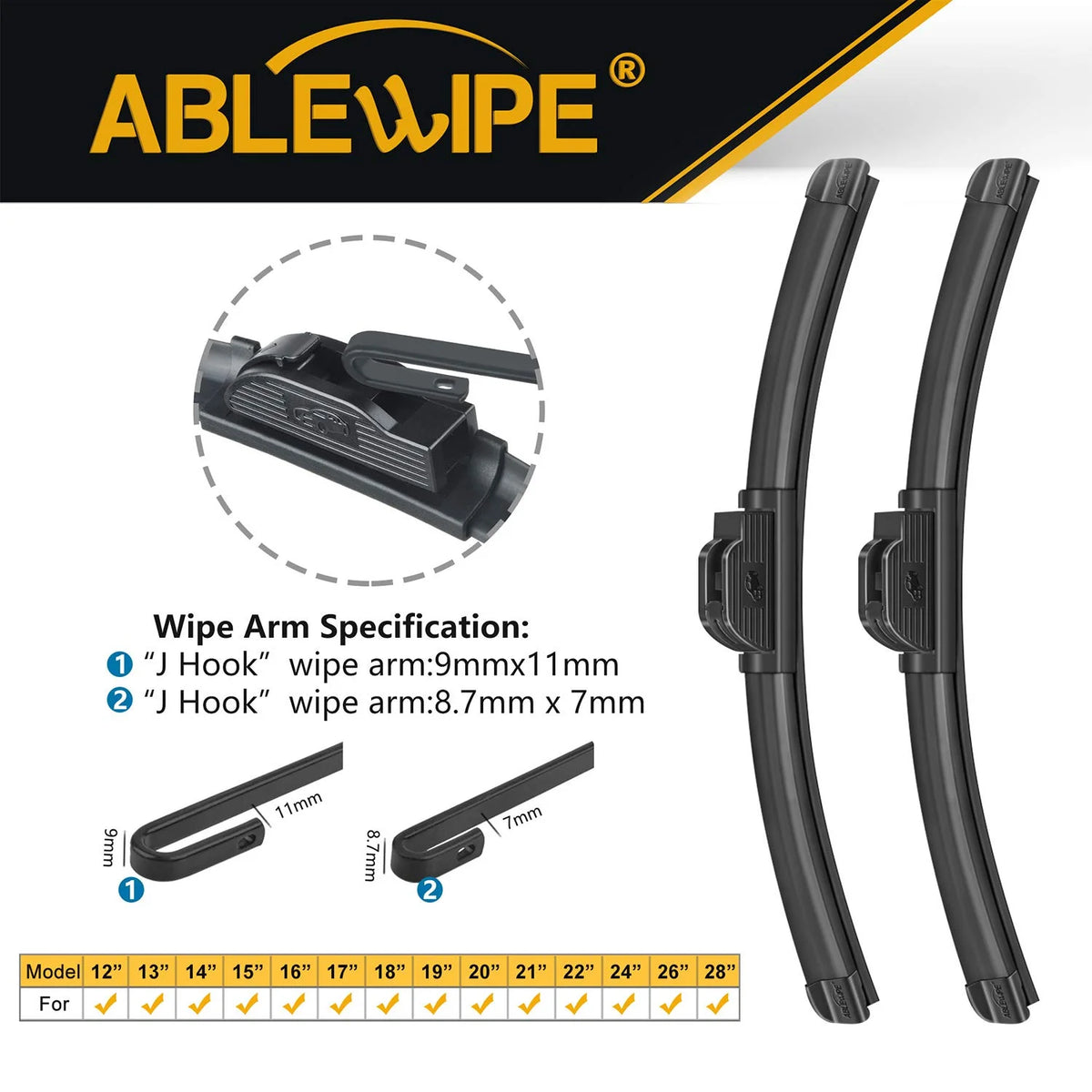22" + 20" Windshield Wiper Blades Set of 2 X5330