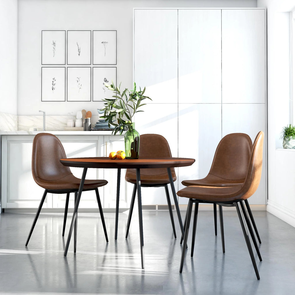 Camel Faux Leather Upholstered Dining Chair, Set of 4 R409810
