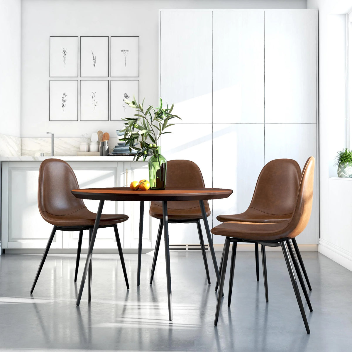 Camel Faux Leather Upholstered Dining Chair, Set of 4 R409810