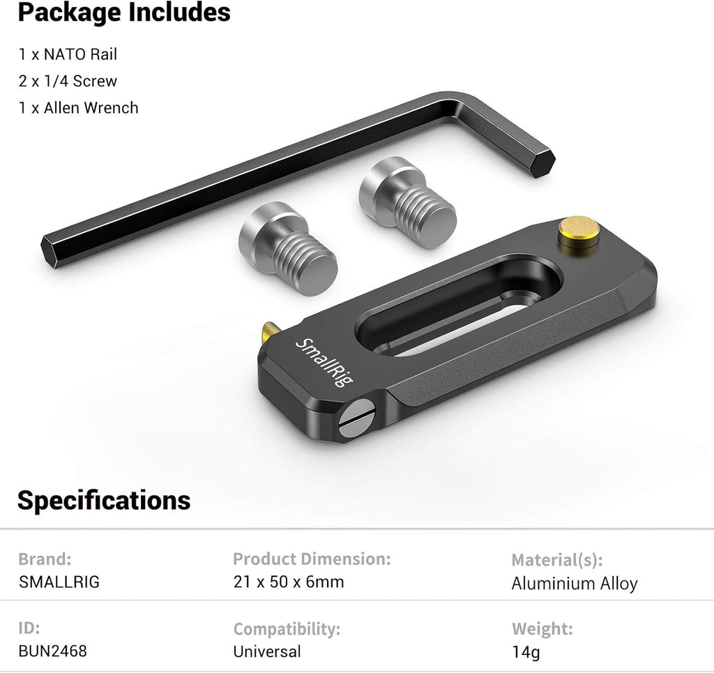 Universal Low-Profile Quick Release NATO Rail 50mm with 1/4'' Screws D768867