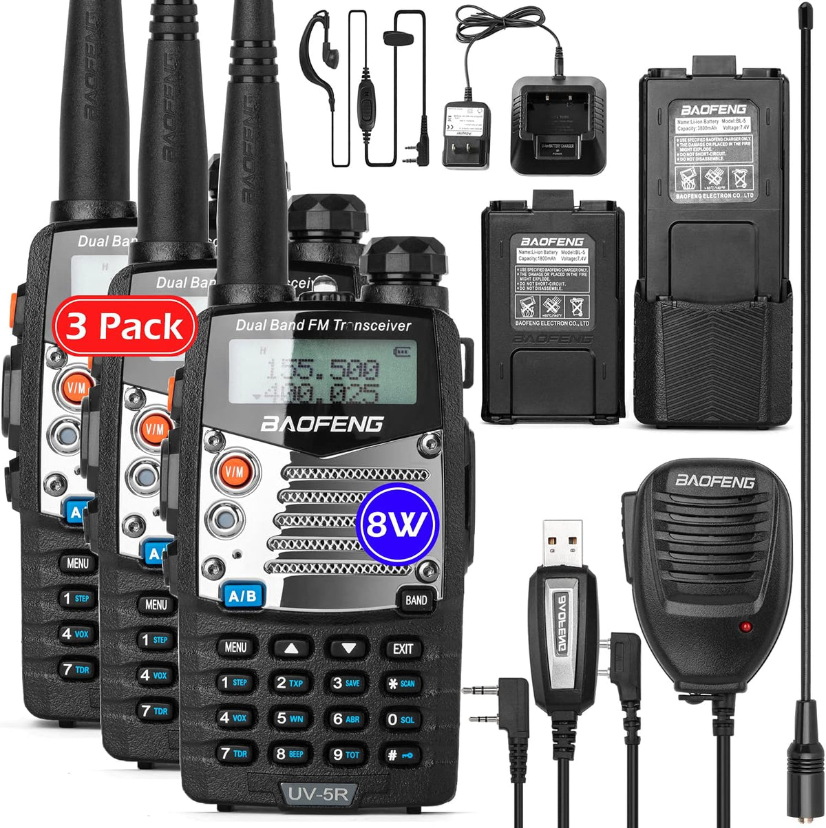 UV-5R Pro Dual-Band 2-Way Radio Handheld Walkie Talkies with 2 Rechargeable Battery and Earpiece M679717