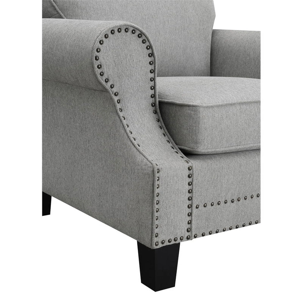 Grey Upholstered Loveseat with Rolled Arms S74721