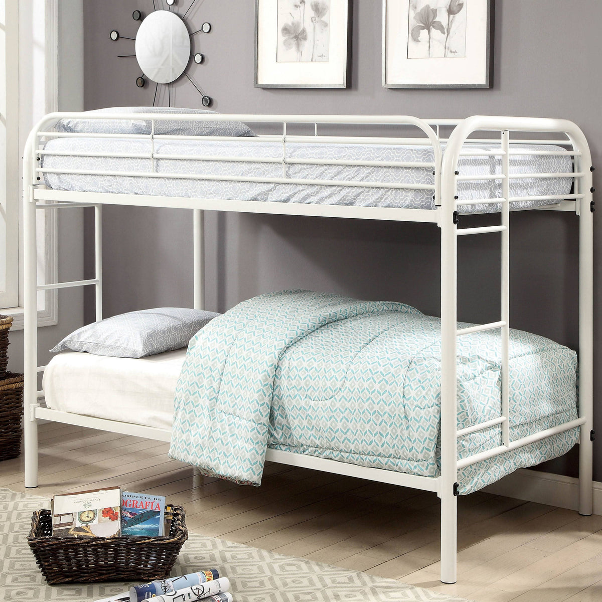 Silver Twin Metal Painted Bunk Bed P3617