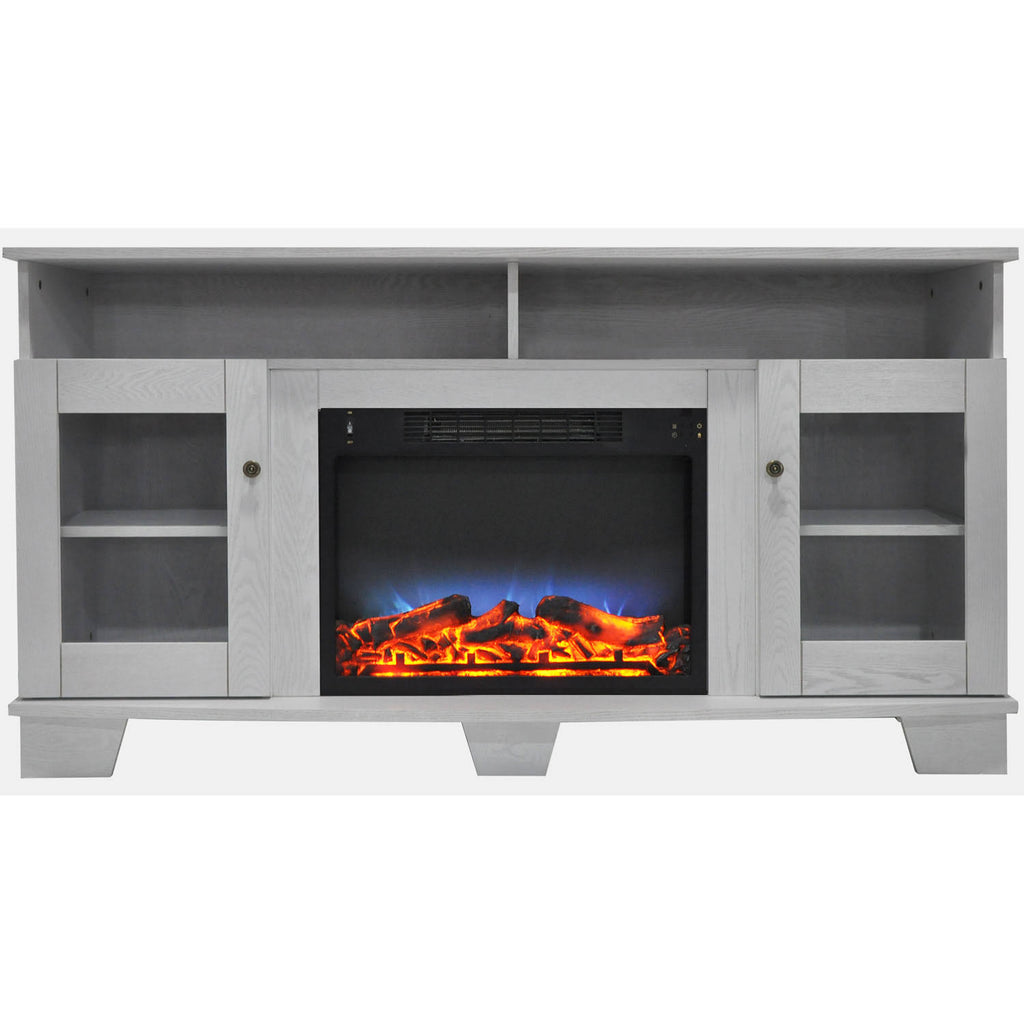 White Electric Fireplace with Entertainment Stand H747
