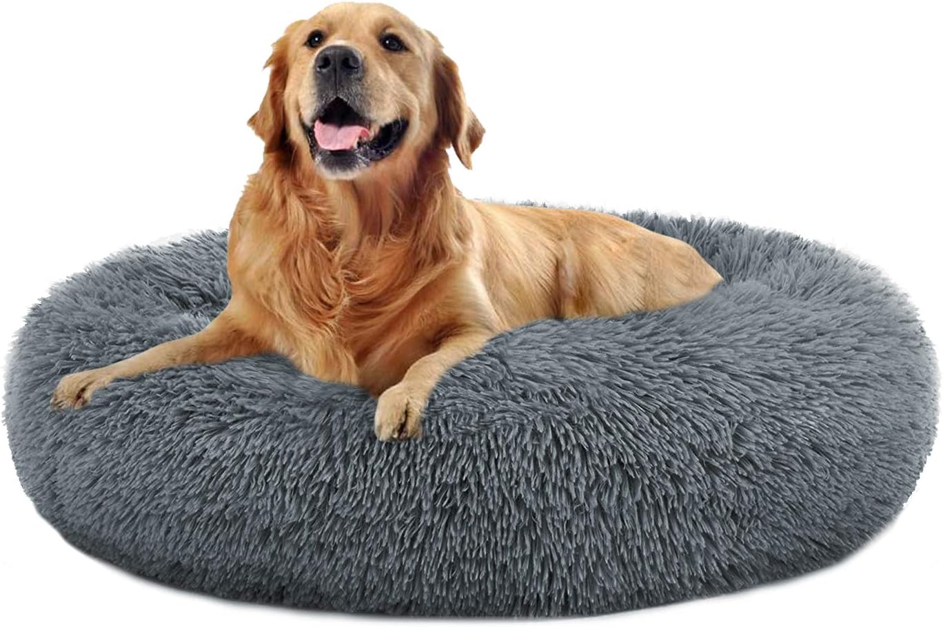 Calming Dog Bed Faux Fur Donut Cuddler Washable Pack of 2 A828
