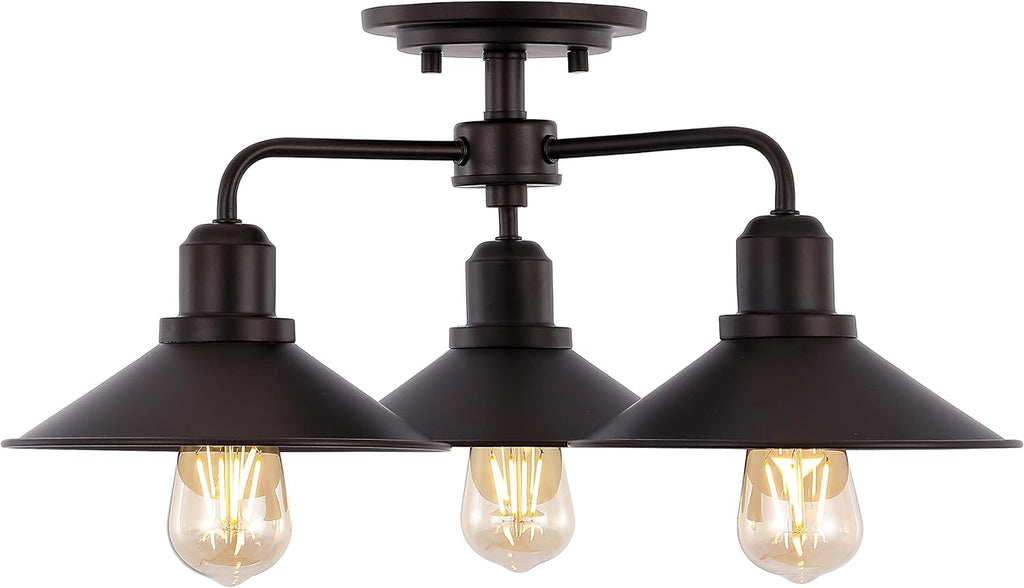 18.5 3-Light Iron Industrial LED Semi Flush Mount C63009