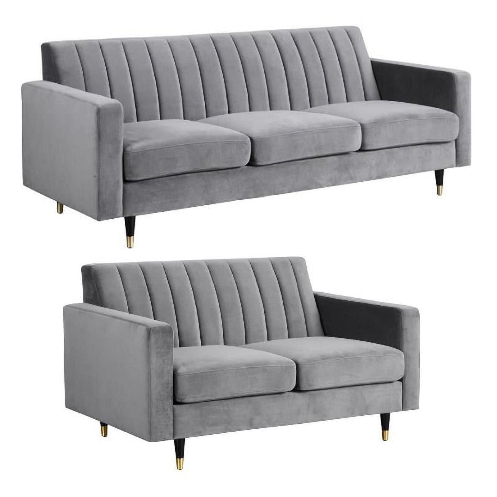 Contemporary Velvet Loveseat and Sofa T58771