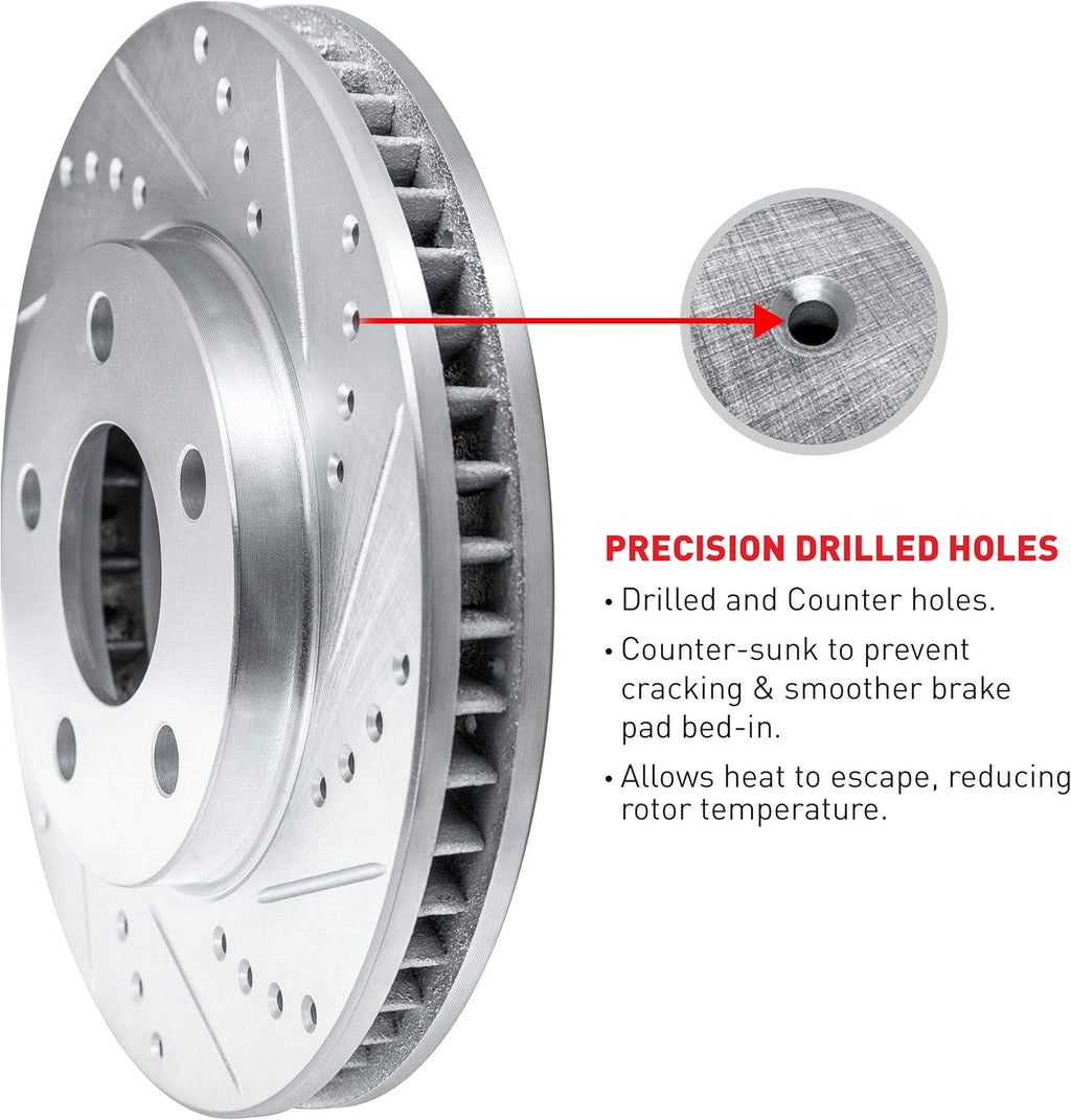 Drilled and Slotted Brake Rotors with Semi-Metallic Brake Pads Q56899
